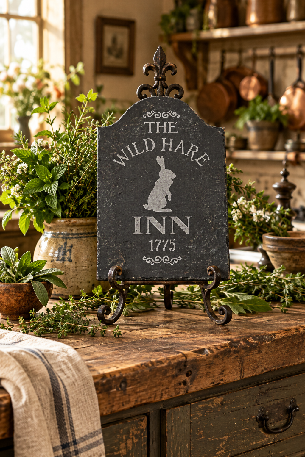 The Wild Hare Inn 1775 Primitive Wood Sign