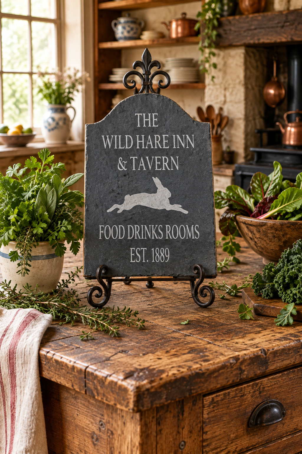 The Wild Hare Inn and Tavern Primitive Wood Sign