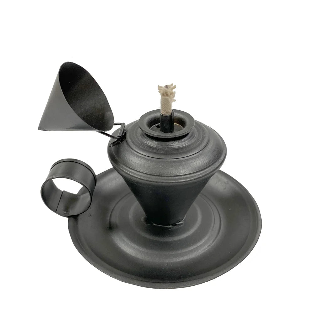 Black metal lamp or lantern on a white background