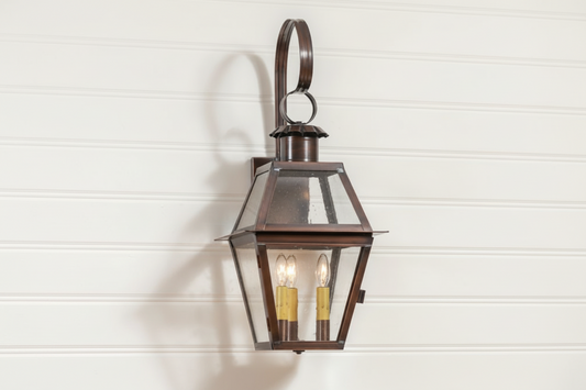 Town Crier Outdoor Wall Light in Solid Antique Copper - 3-Light