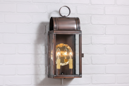 Town Lattice Outdoor Wall Light in Solid Antique Copper - 2-Light