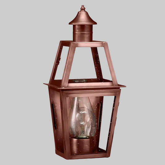 Copper outdoor lantern on a white background
