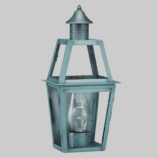 Vintage-style outdoor lantern on a white background