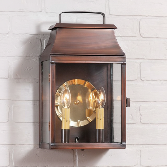 Valley Forge Outdoor Wall Light in Solid Antique Copper - 2-Light