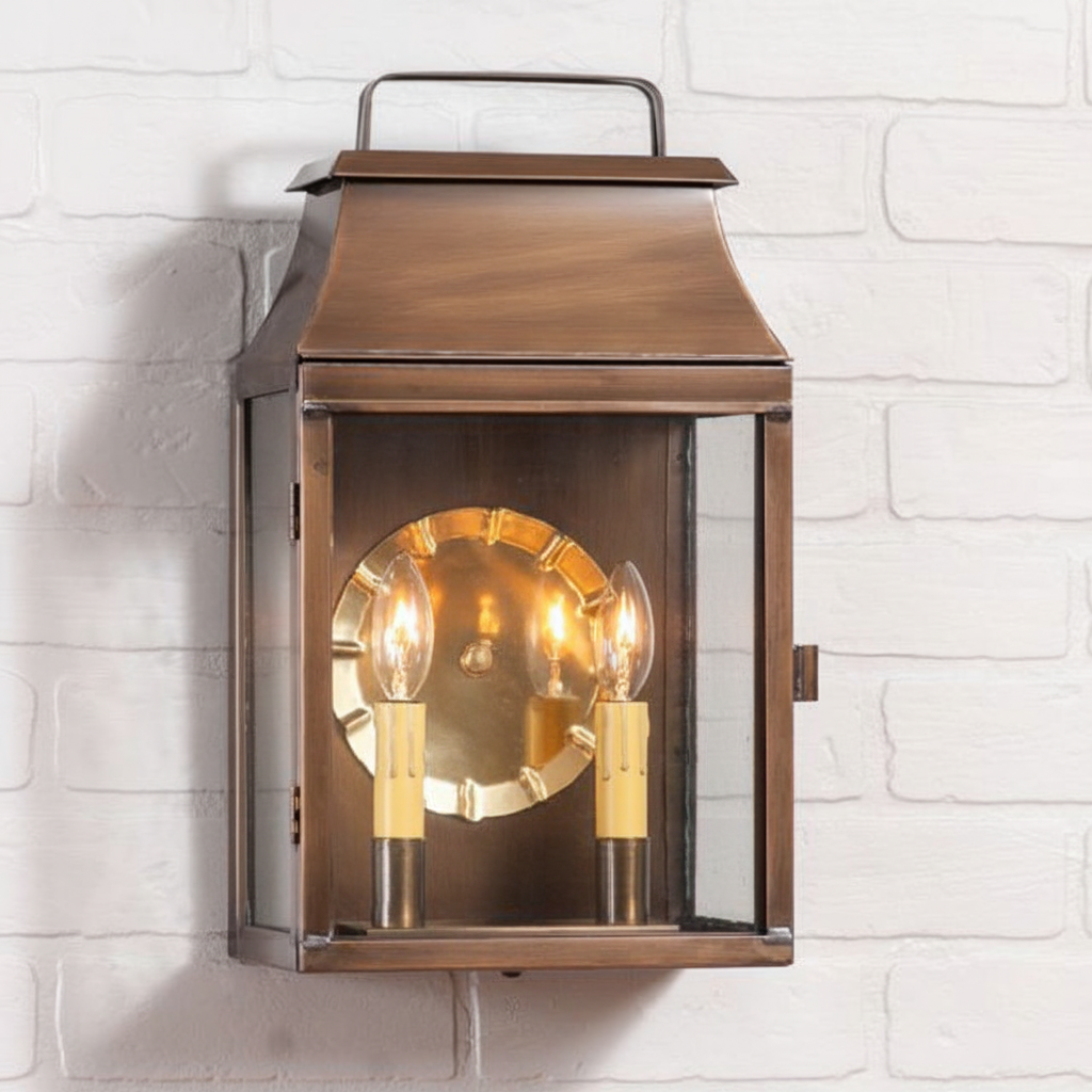 Valley Forge Outdoor Wall Light in Solid Weathered Brass - 2-Light