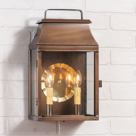 Valley Forge Outdoor Wall Light in Solid Weathered Brass - 2-Light