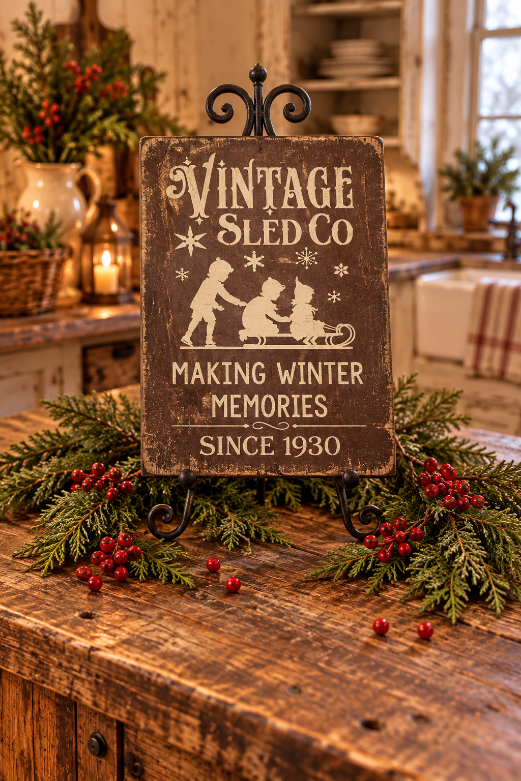 Vintage Sled Company Wood Sign