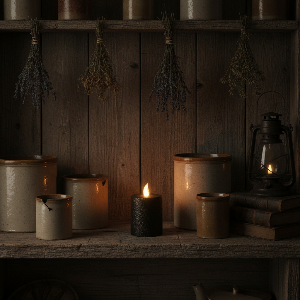 Warm Glow Textured Black Flicker Flame Timer Pillar