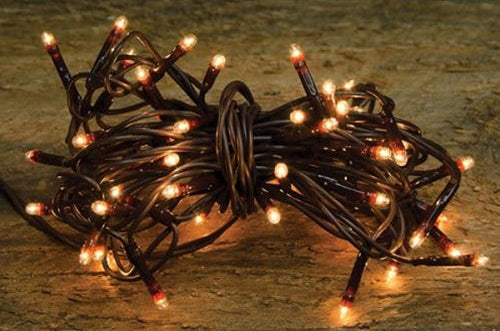 String of lights on a textured surface