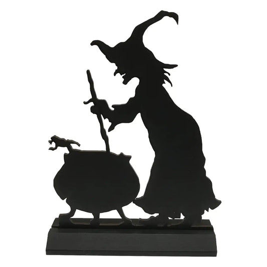 Witch Stirring the Pot Wood Silhouette Tabletop Decoration
