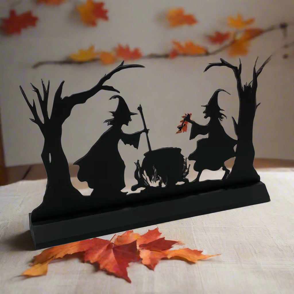 Witches Brew Standing Wood Silhouette Sculpture Décor