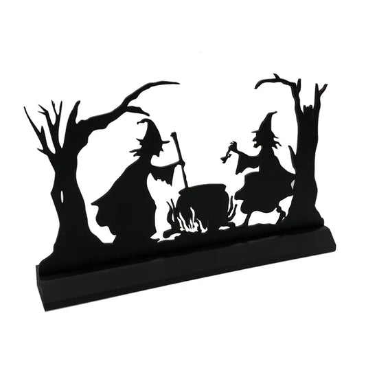 Witches Brew Standing Wood Silhouette Sculpture Décor