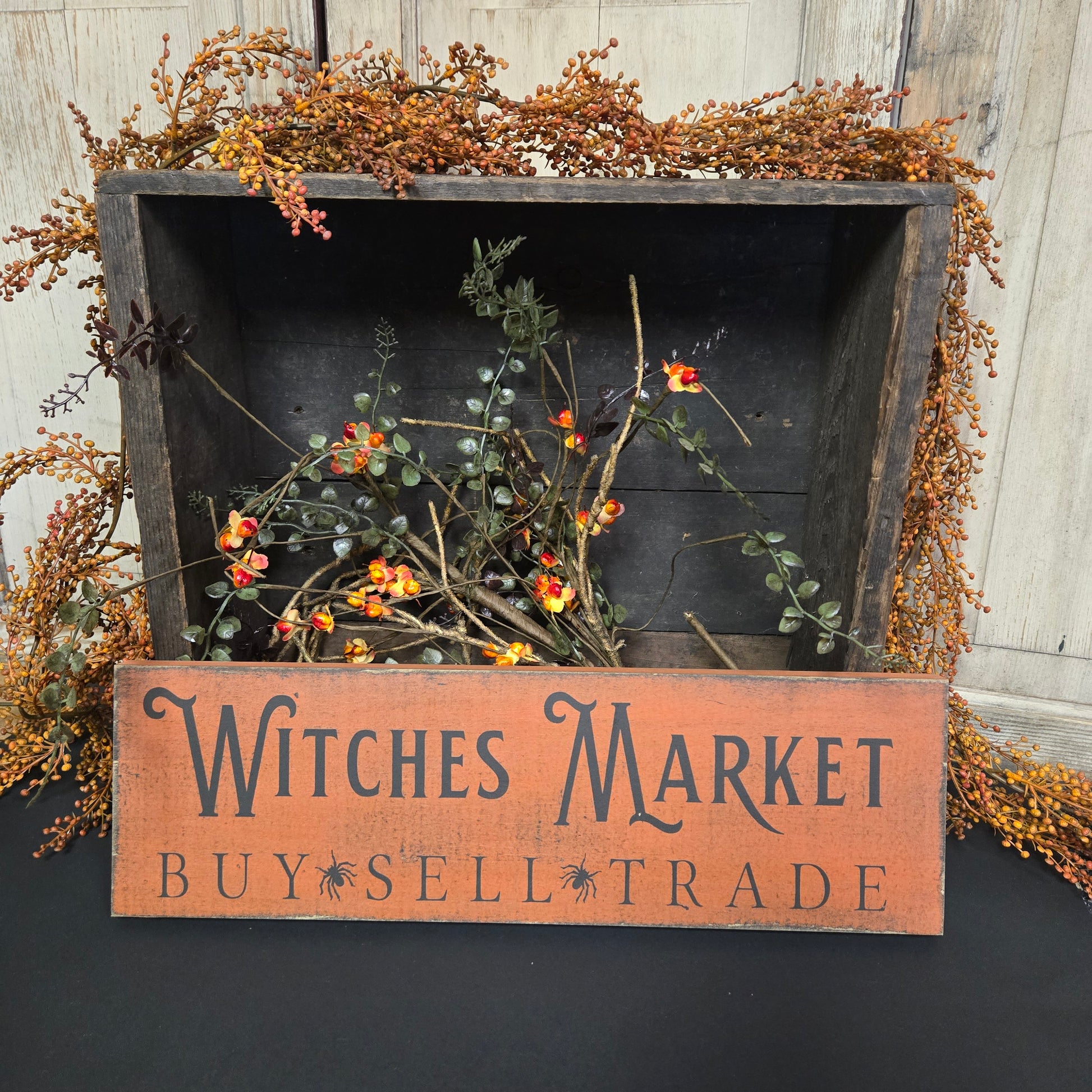 Witches Market Buy Sell Trade Primitive Wood Sign