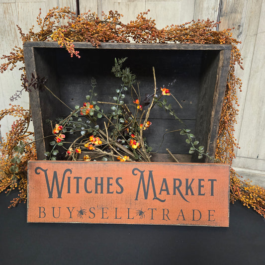 Witches Market Buy Sell Trade Primitive Wood Sign