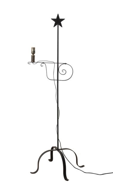 Wrought iron adjustable floor light with star top