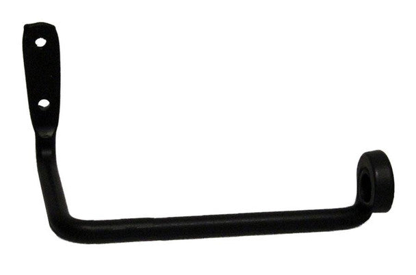 Wrought ion holder with holes for hanging displayed on a white background