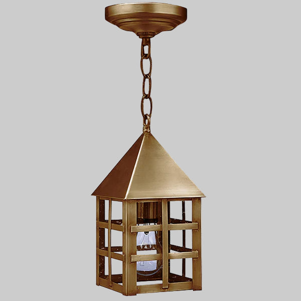 Bronze hanging lantern on a gray background