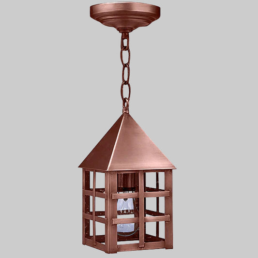Copper hanging lantern on a gray background