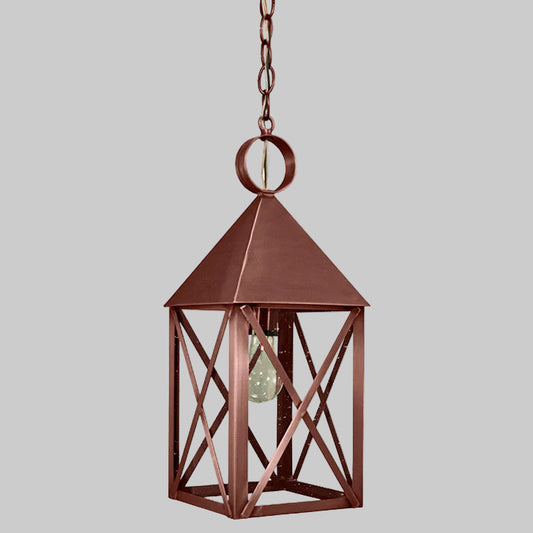 Copper hanging lantern on a gray background