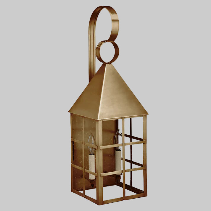 Gold lantern with a handle on a white background