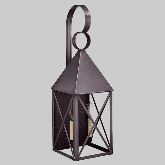 Decorative metal lantern on a gray background