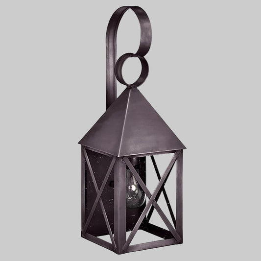 Decorative metal lantern on a gray background