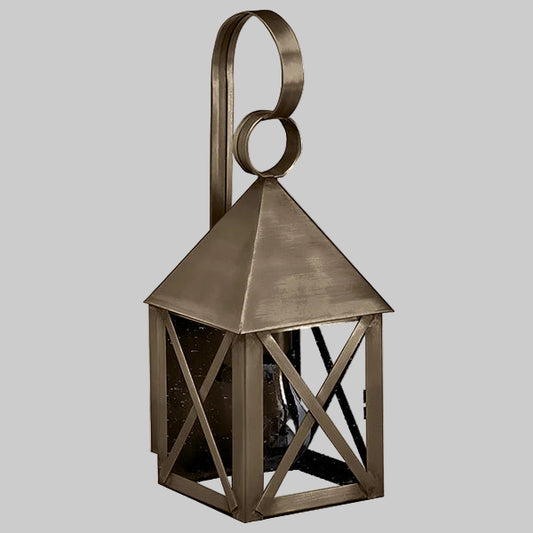 Bronze lantern with a gray background